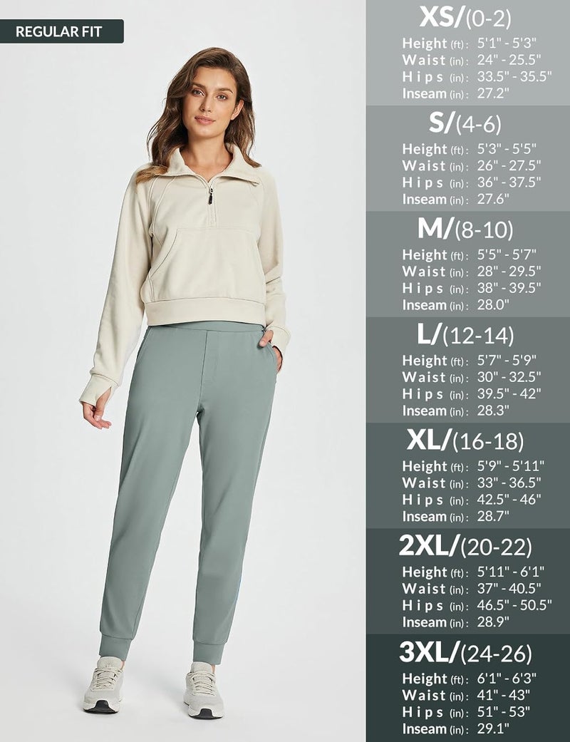Baleaf Women's Fleece Lined Pants Joggers Water Resistant Zipper Pockets Winter Thermal Golf Pants Cold Weather Gear - Image 5